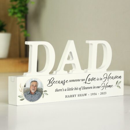 Personalised Botanical Memorial Photo Upload Wooden Dad Ornament: 2 - Ornaments By Gift Moments