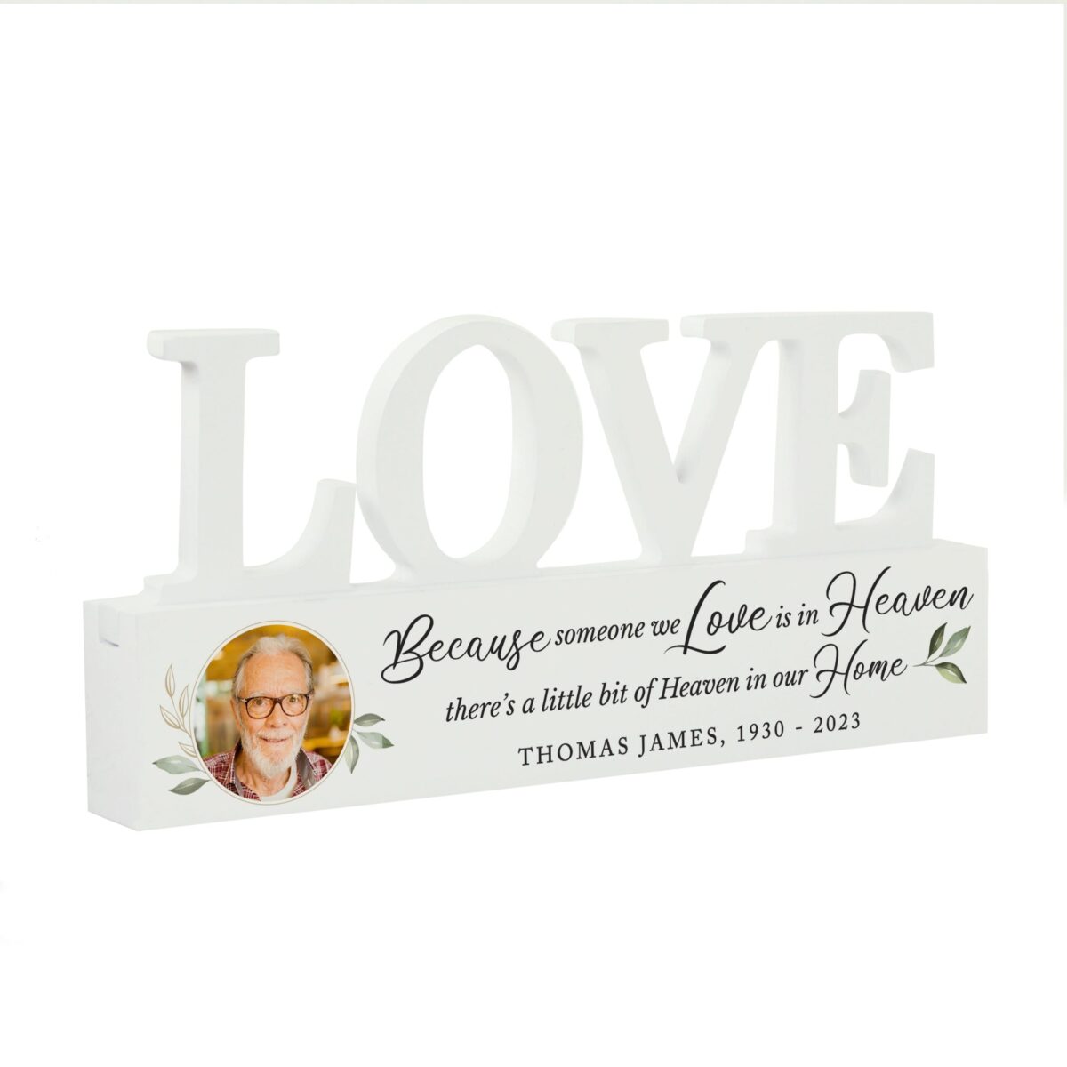 Personalised Botanical Memorial Photo Upload Wooden Love Ornament: 5 - Ornaments By Gift Moments