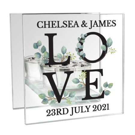 Personalised Botanical Mirrored Glass Tea Light Holder: 4 - Candle Holders By Gift Moments
