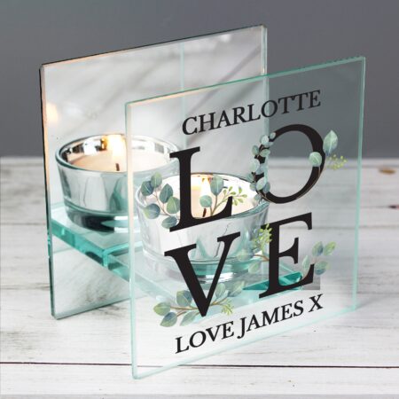 Personalised Botanical Mirrored Glass Tea Light Holder: 3 - Candle Holders By Gift Moments