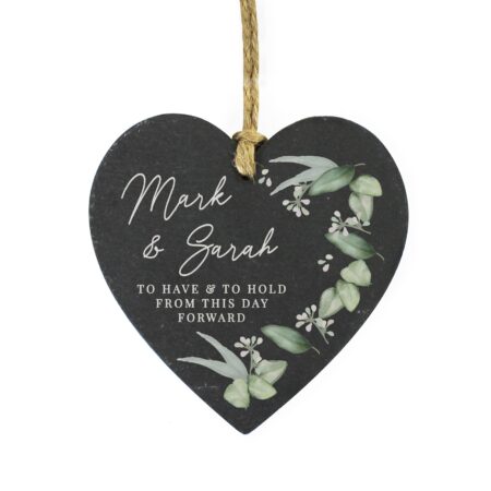 Personalised Botanical Slate Heart Decoration: 5 - Decorations By Gift Moments