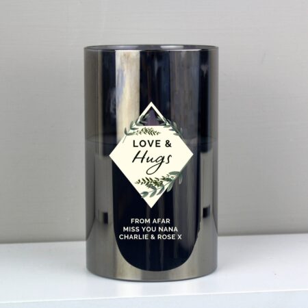 Personalised Botanical Smoked Glass LED Candle: 2 - LED Lighting By Gift Moments