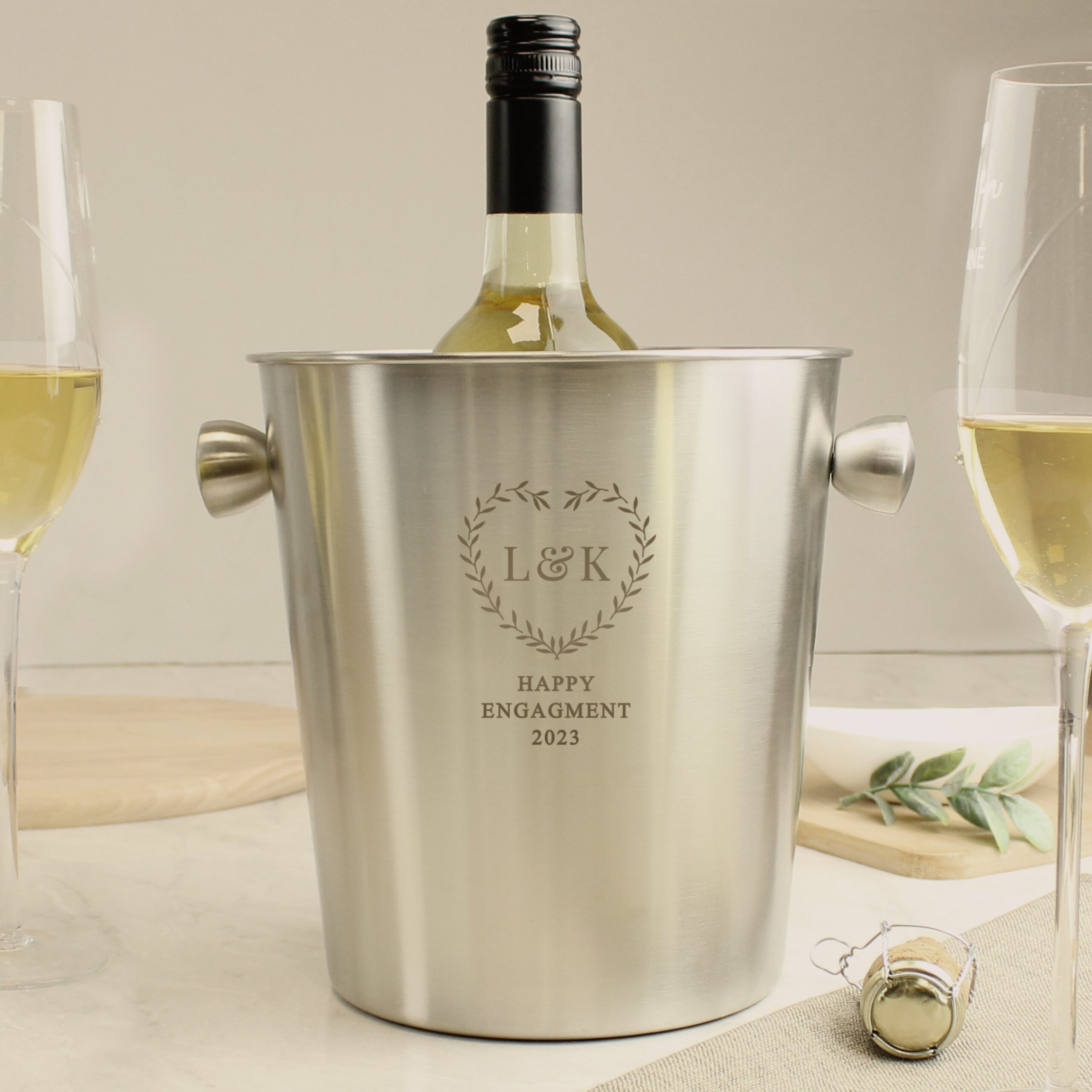 Personalised Botanical Stainless Steel Ice Bucket: 1 - Barware By Gift Moments