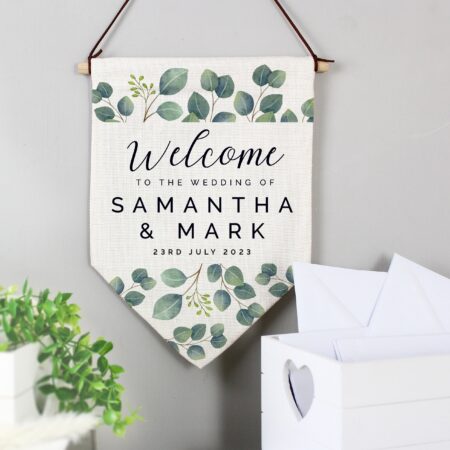 Personalised botanical wedding hanging banner