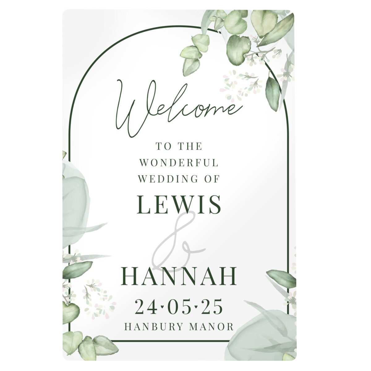 Personalised botanical wedding metal sign