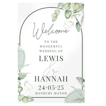 Personalised botanical wedding metal sign
