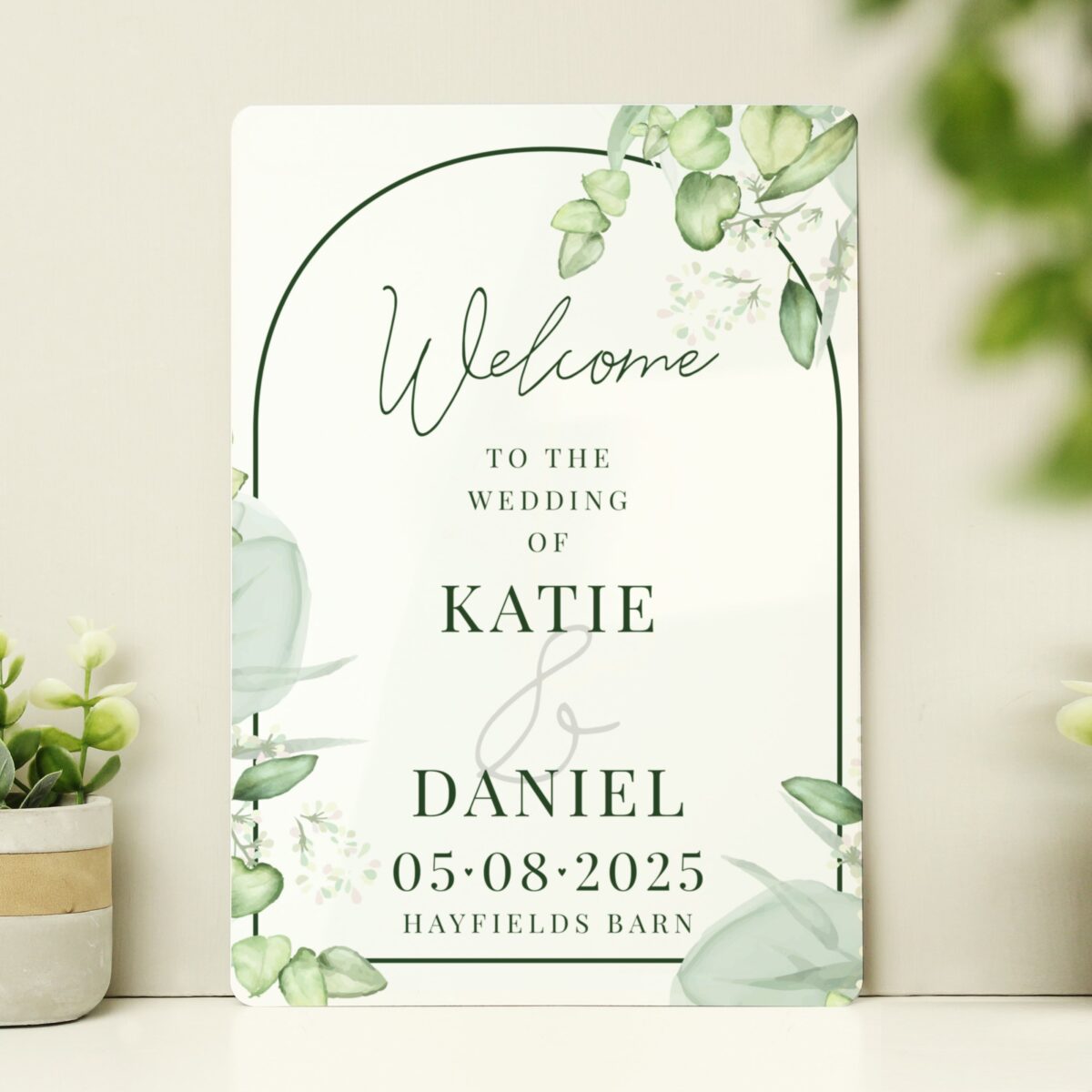 Personalised botanical wedding metal sign
