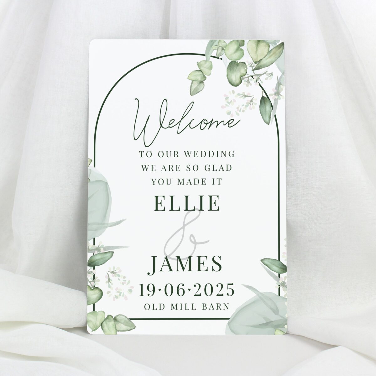Personalised botanical wedding metal sign