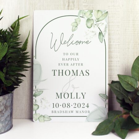 Personalised botanical wedding metal sign