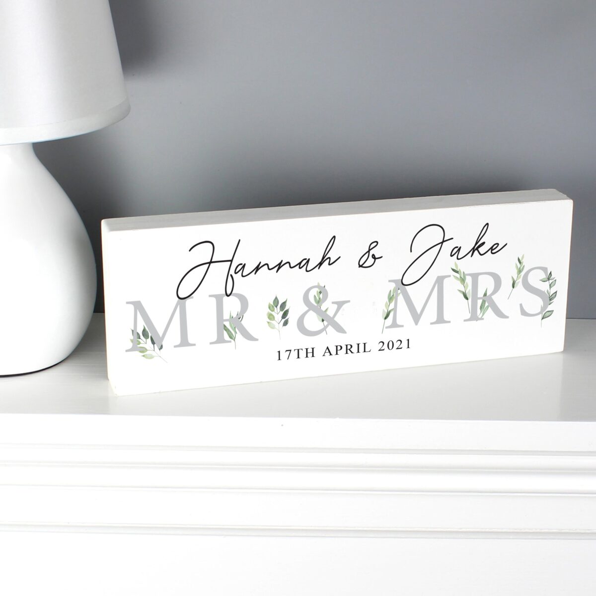 Personalised botanical wooden block sign