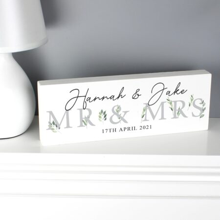 Personalised botanical wooden block sign