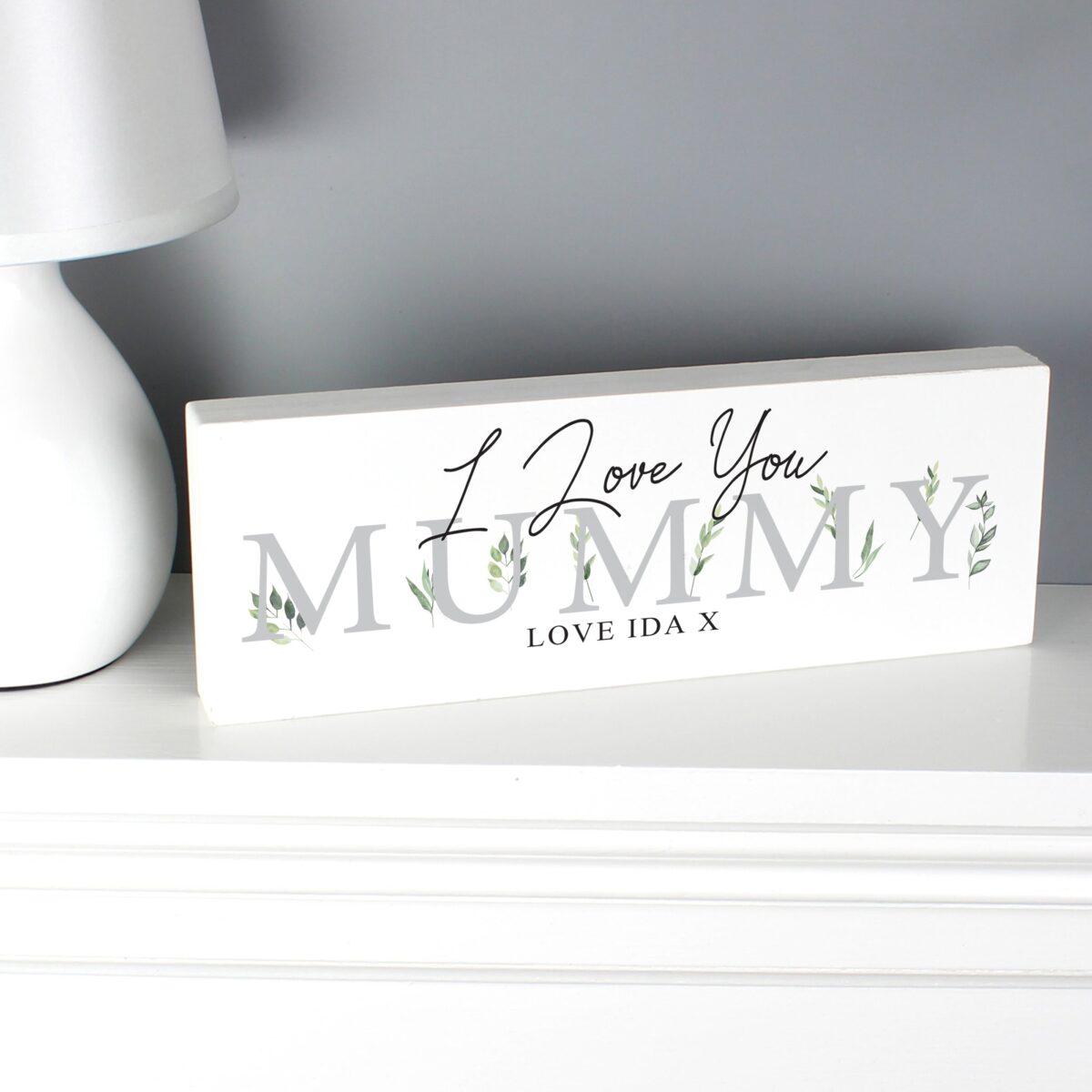 Personalised botanical wooden block sign