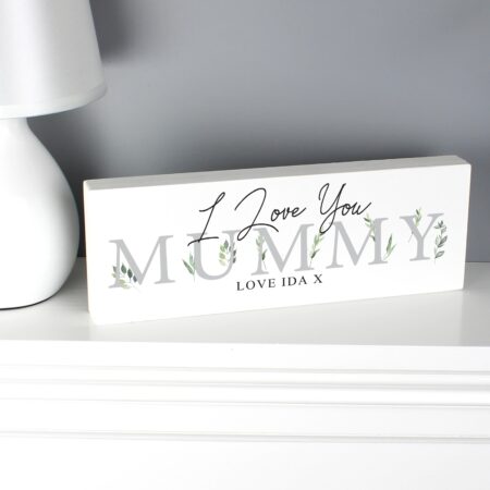 Personalised botanical wooden block sign