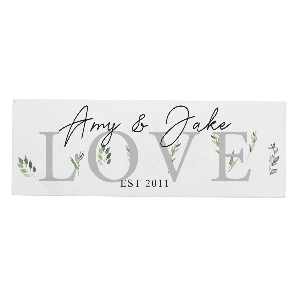 Personalised botanical wooden block sign