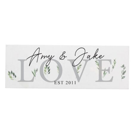 Personalised botanical wooden block sign
