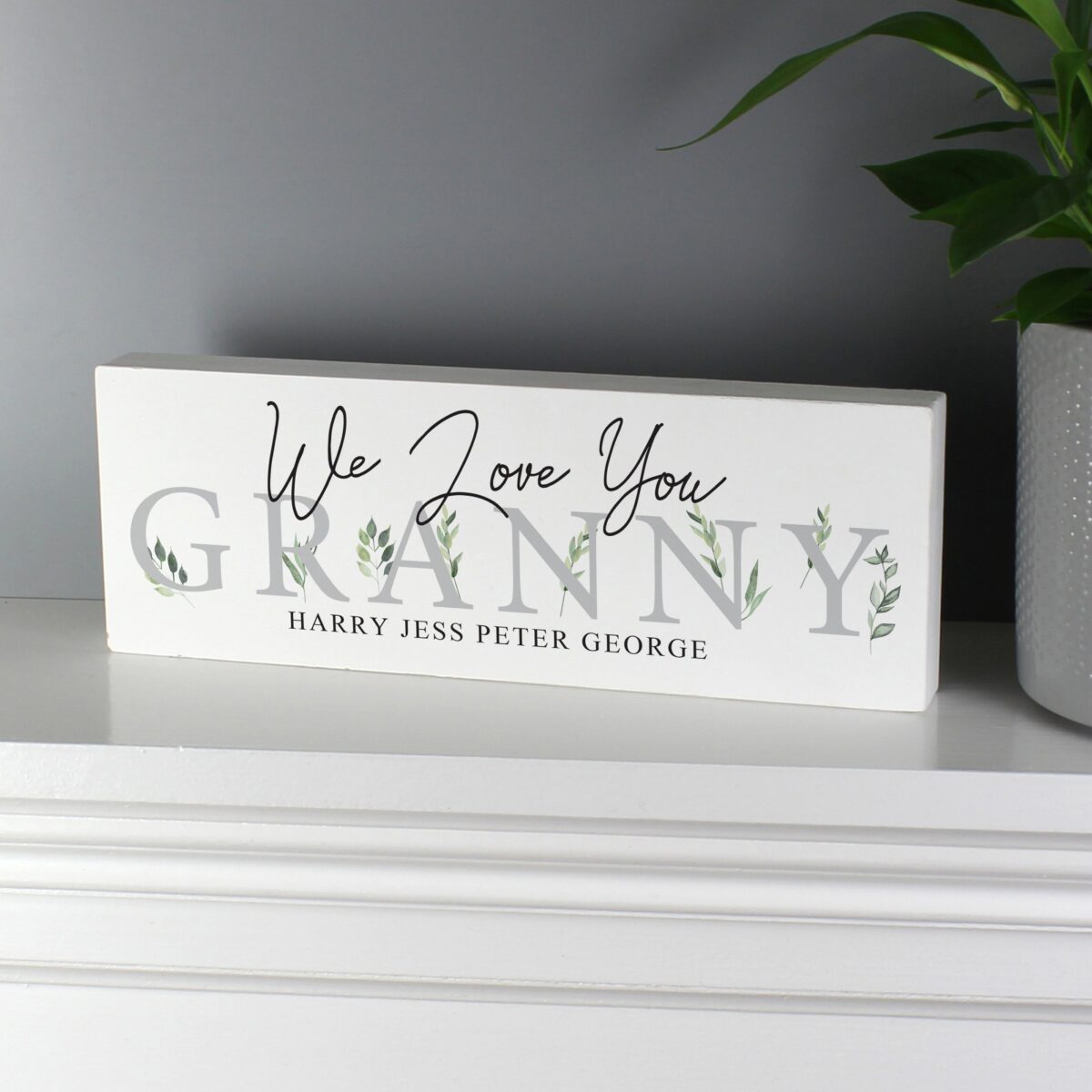 Personalised botanical wooden block sign