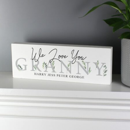 Personalised botanical wooden block sign