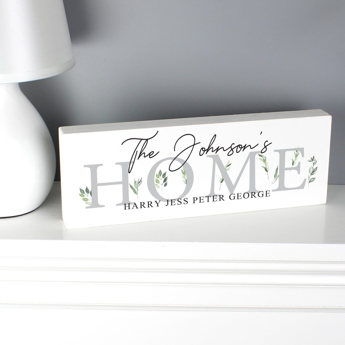Personalised botanical wooden block sign