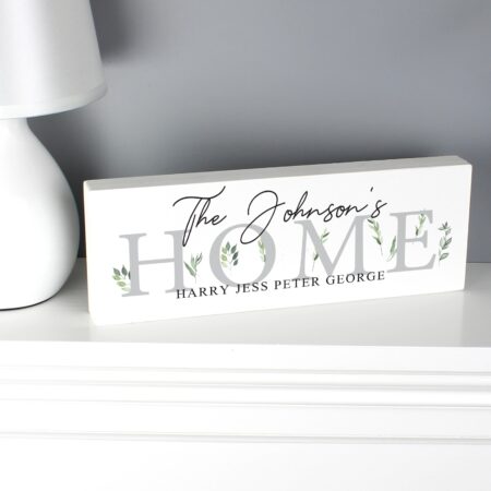 Personalised botanical wooden block sign