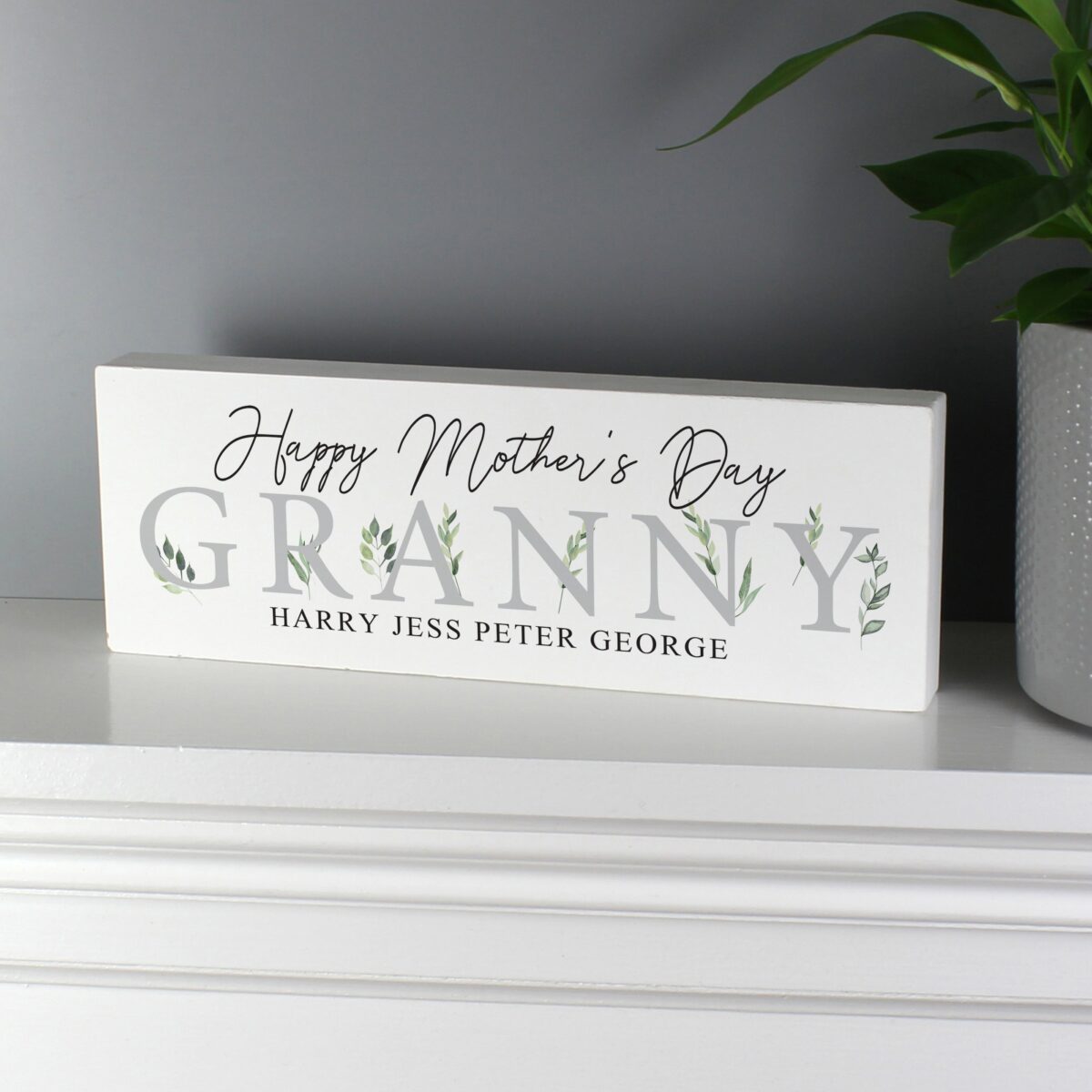 Personalised botanical wooden block sign