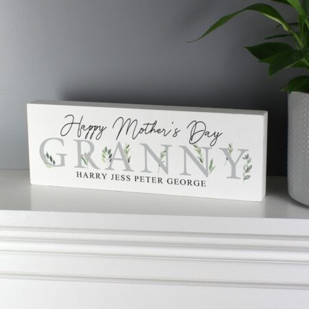 Personalised botanical wooden block sign