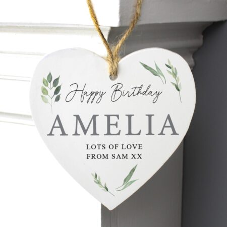 Personalised Botanical Wooden Heart Decoration: 3 - Decorations By Gift Moments