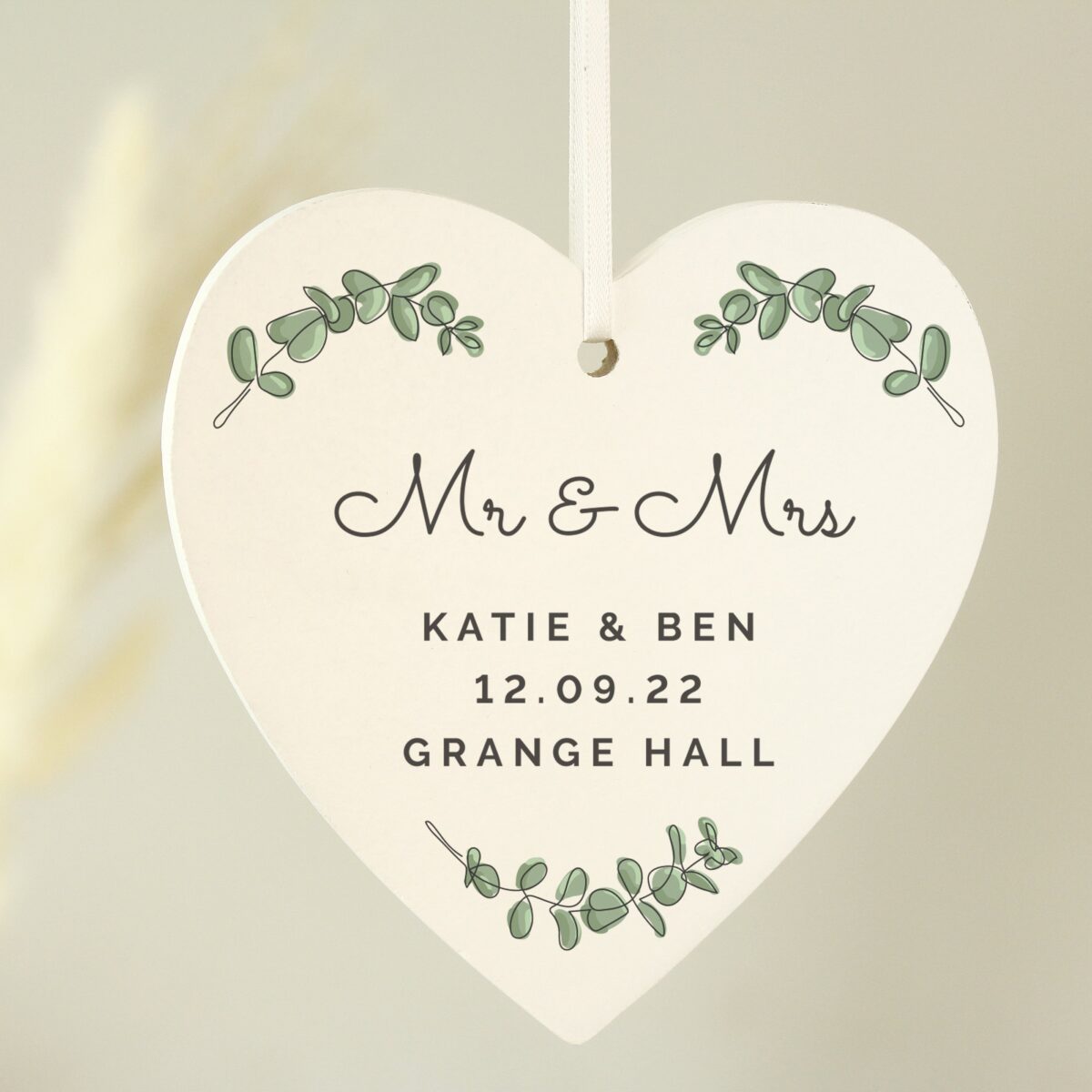 Personalised Botanical Wooden Heart Decoration: 3 - Decorations By Gift Moments