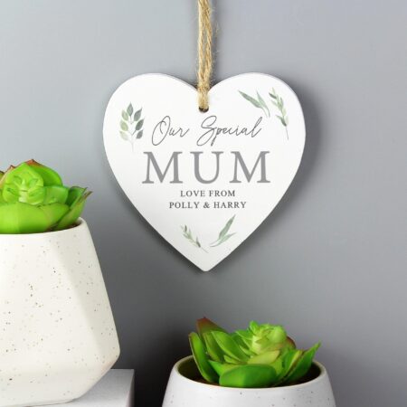 Personalised Botanical Wooden Heart Decoration: 5 - Decorations By Gift Moments