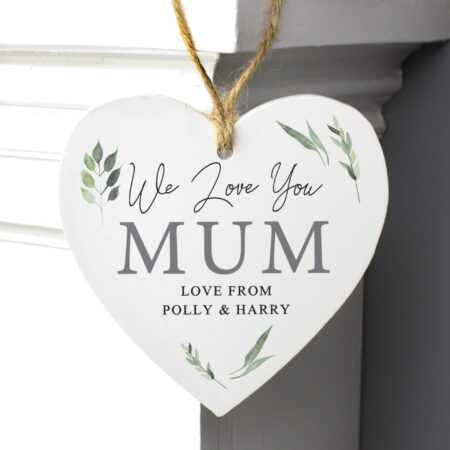 Personalised Botanical Wooden Heart Decoration: 1 - Decorations By Gift Moments