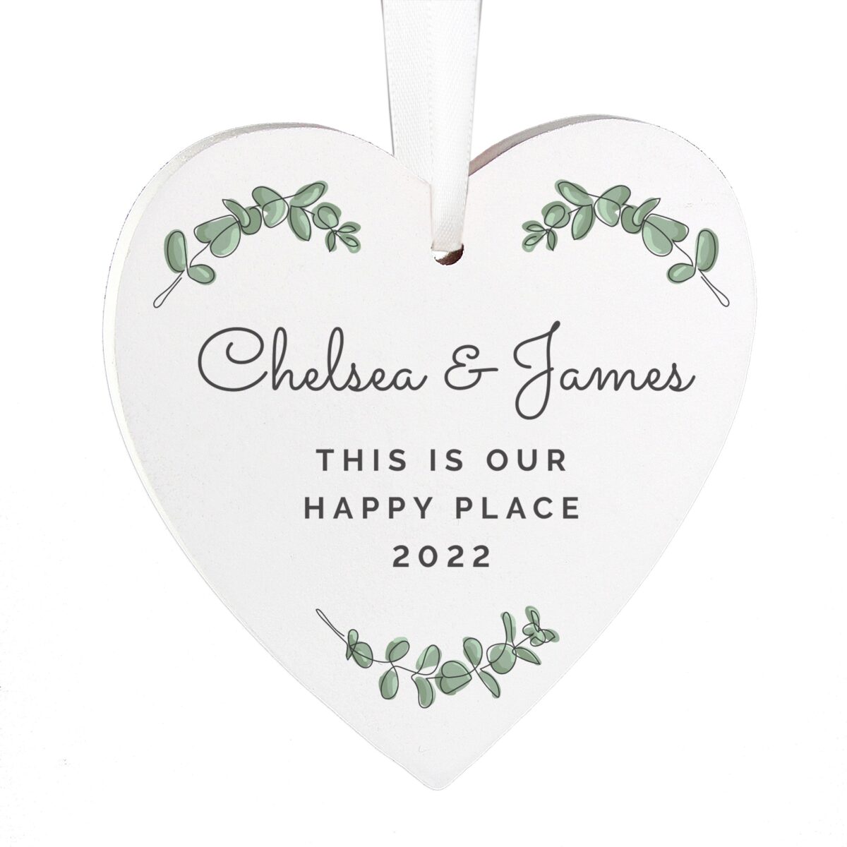 Personalised Botanical Wooden Heart Decoration: 4 - Decorations By Gift Moments