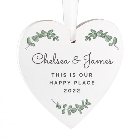 Personalised Botanical Wooden Heart Decoration: 4 - Decorations By Gift Moments