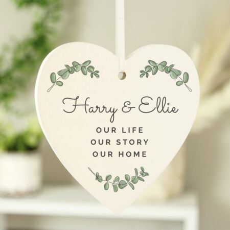 Personalised Botanical Wooden Heart Decoration: 2 - Decorations By Gift Moments
