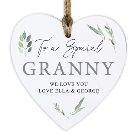 Personalised Botanical Wooden Heart Decoration: 6 - Decorations By Gift Moments
