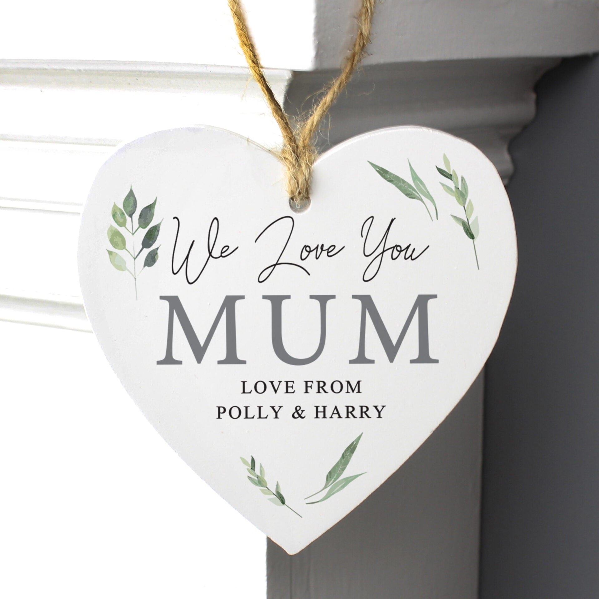 Personalised Botanical Wooden Heart Decoration: 1 - Decorations By Gift Moments