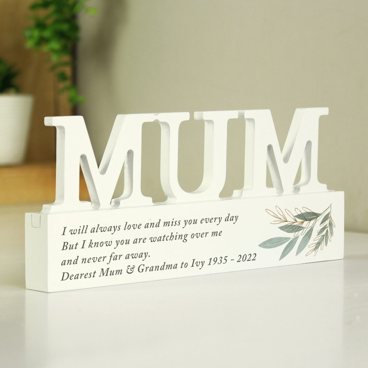 Personalised Botanical Wooden Mum Ornament: 1 - Ornaments By Gift Moments