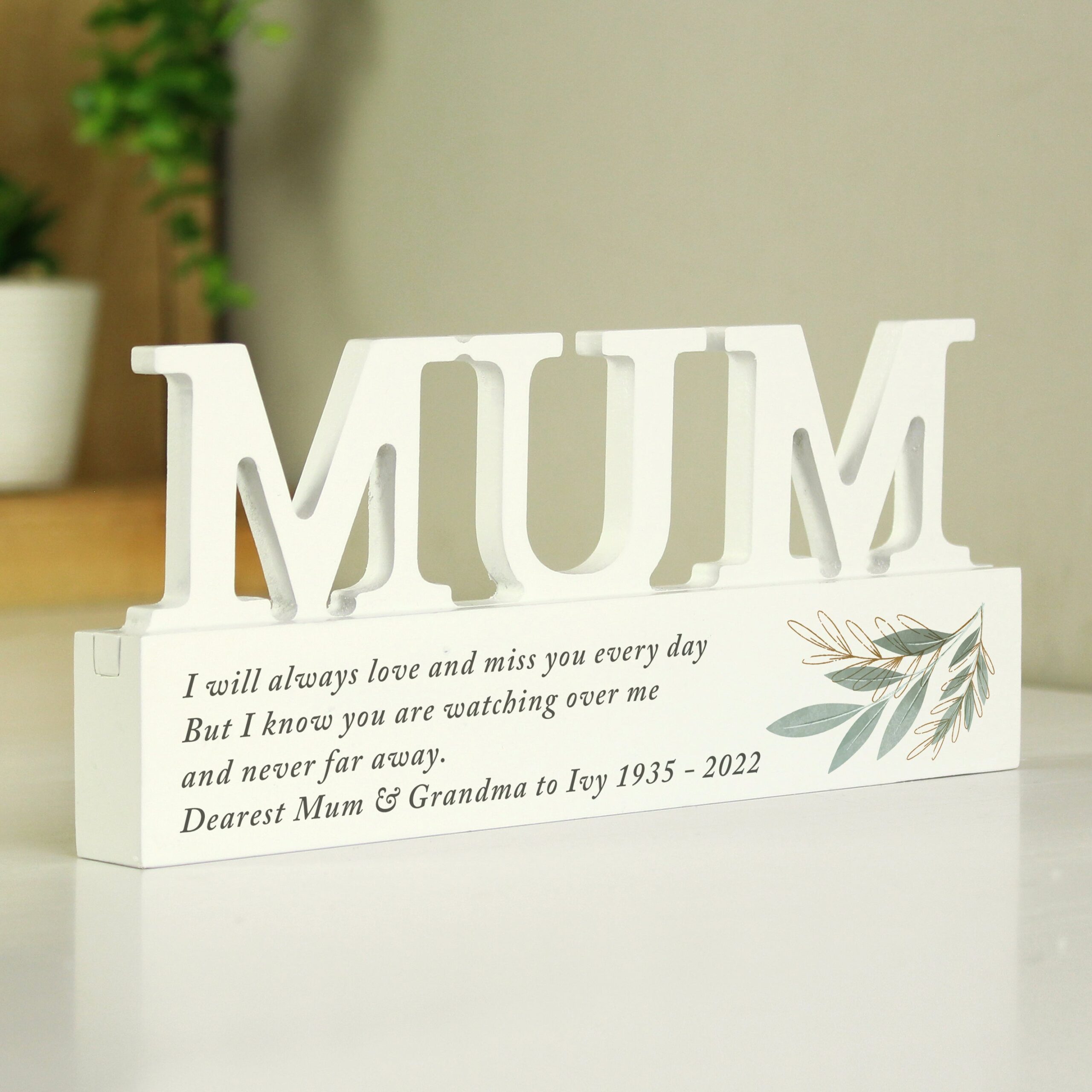 Personalised Botanical Wooden Mum Ornament: 1 - Ornaments By Gift Moments