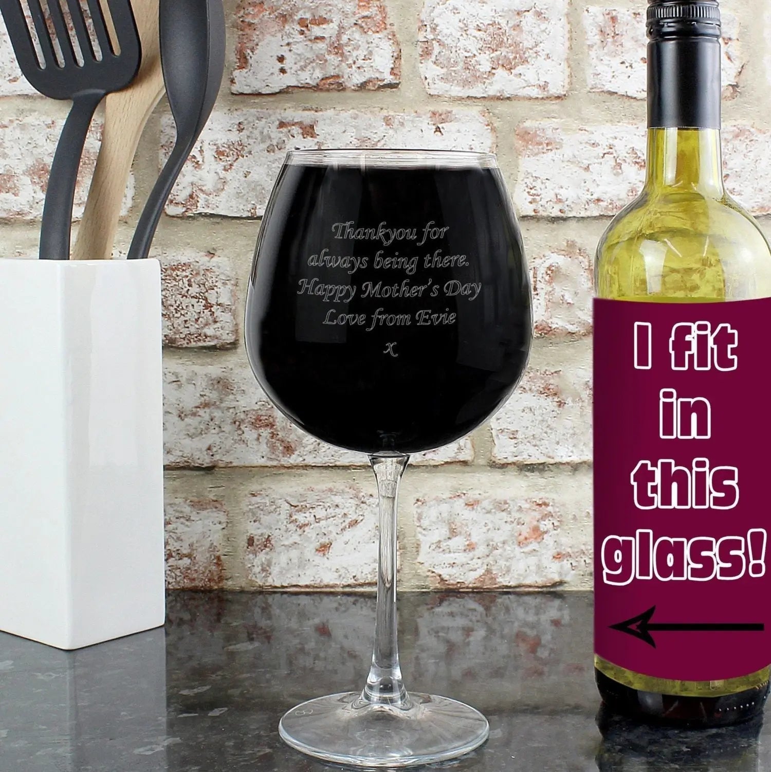 Personalised Bottle of Wine Glass: 1 - Wine Glasses By Gift Moments