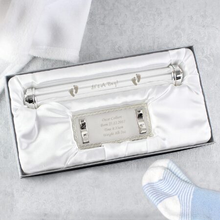 Personalised Its A Boy Silver Plated Certificate Holder: 1 - Certificate Holders By Gift Moments