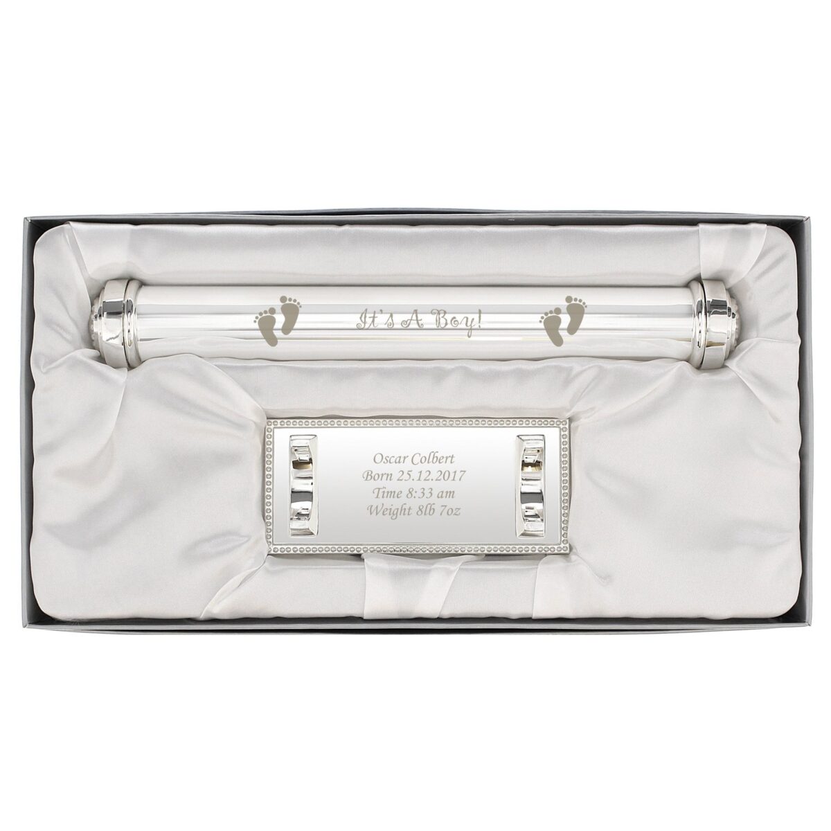 Personalised Its A Boy Silver Plated Certificate Holder: 3 - Certificate Holders By Gift Moments