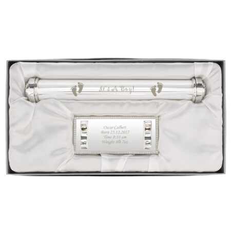 Personalised Its A Boy Silver Plated Certificate Holder: 3 - Certificate Holders By Gift Moments