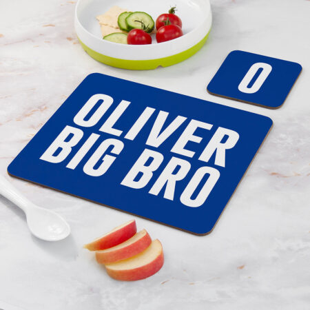 Personalised Boy’s Bro Placemat & Coaster Set: 3 - Big Bro - Placemats By Gift Moments