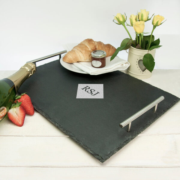 Personalised Slate Breakfast In Bed Tray: 1 - Diamond - Chopping Boards By Gift Moments