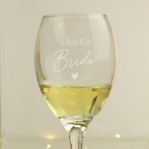 Personalised Bride Wine Glass: 4 - Wine Glasses By Gift Moments