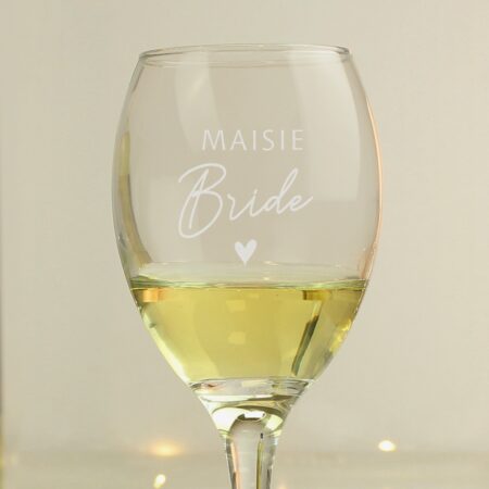 Personalised Bride Wine Glass: 2 - Wine Glasses By Gift Moments