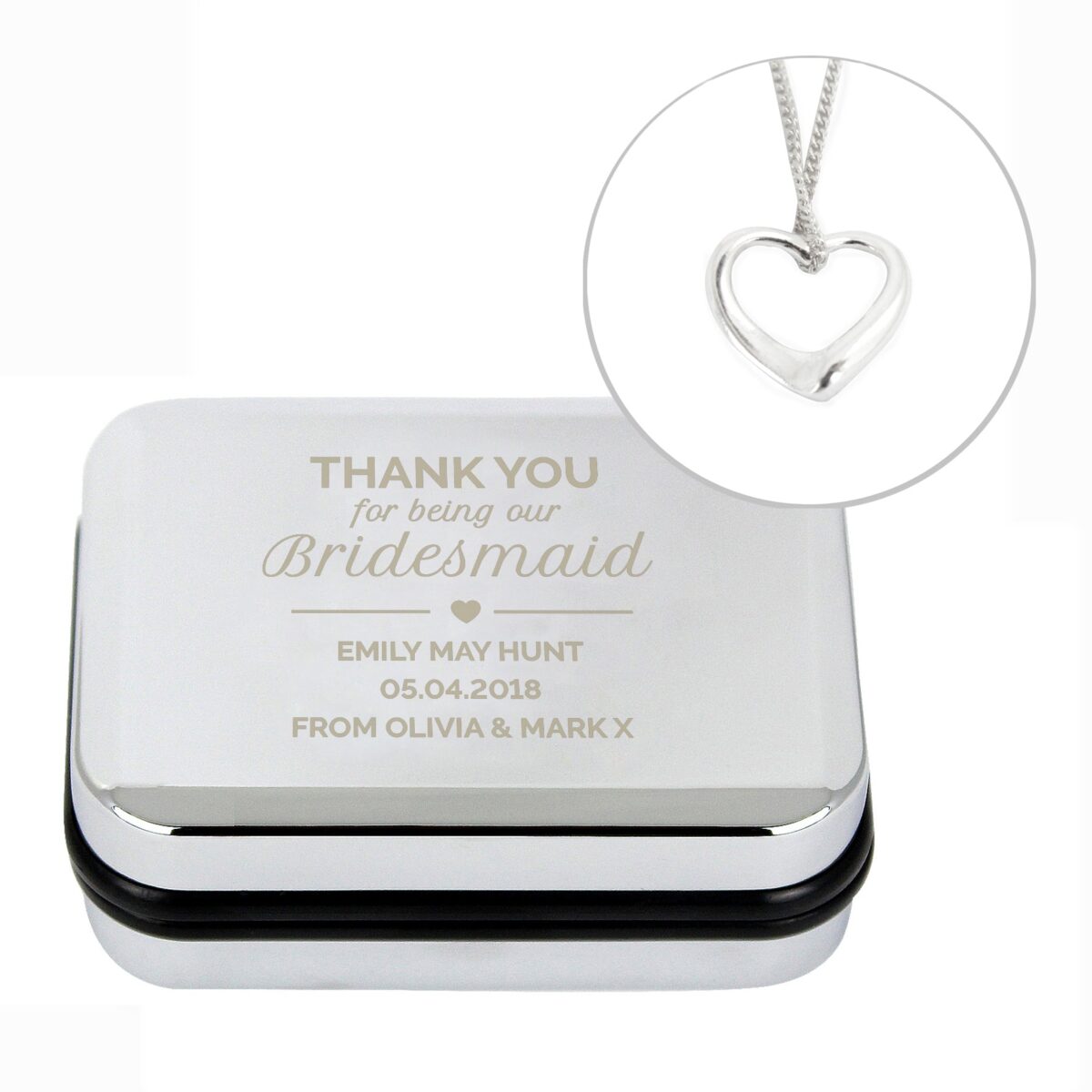 Personalised Bridesmaid Box and Heart Necklace: 3 - Necklaces By Gift Moments