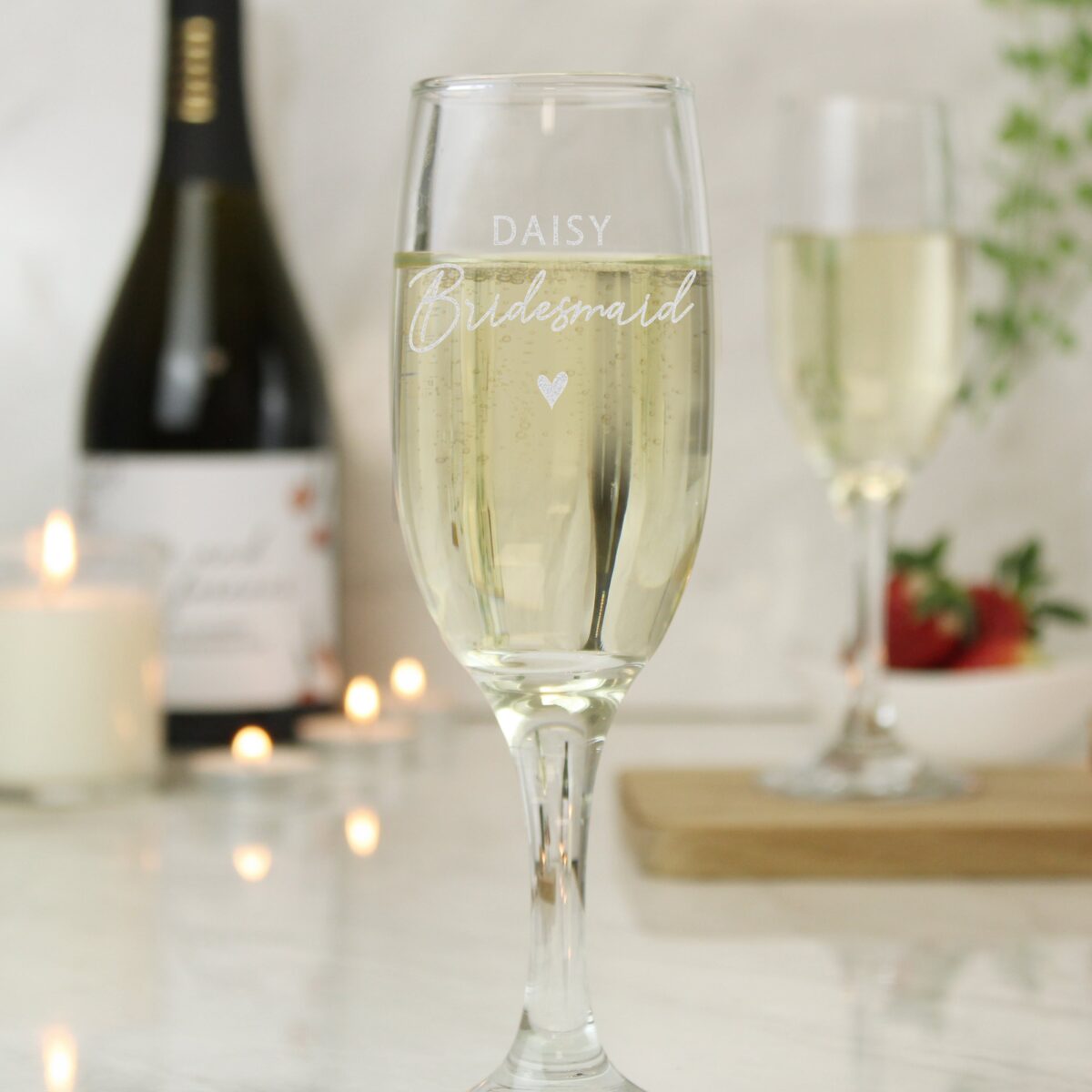 Personalised Bridesmaid Flute Glass: 1 - Champagne Flutes By Gift Moments