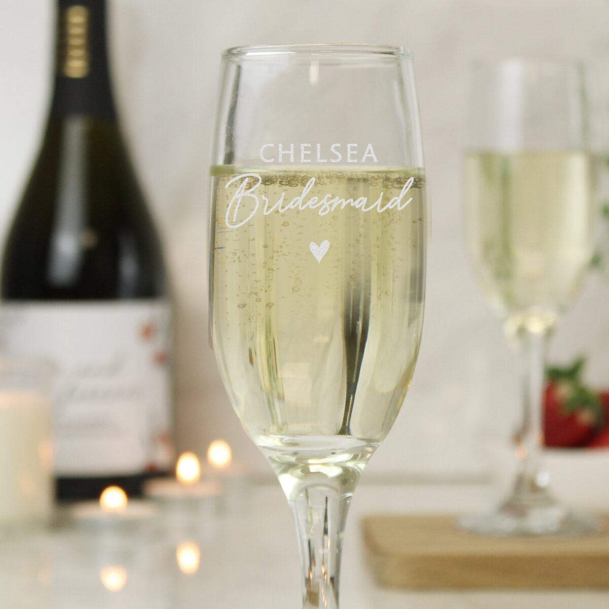 Personalised Bridesmaid Flute Glass: 4 - Champagne Flutes By Gift Moments