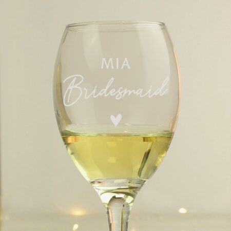 Personalised Bridesmaid Wine Glass: 2 - Wine Glasses By Gift Moments