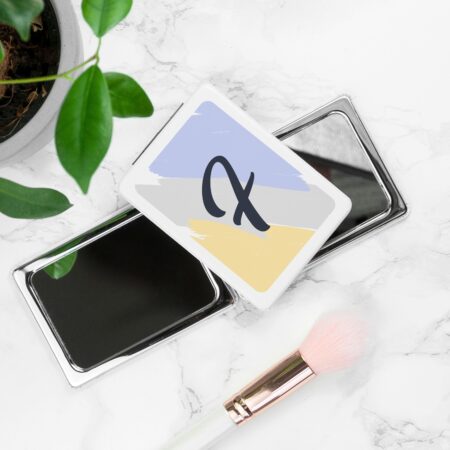 Personalised brush stroke rectangle compact mirrors dawn