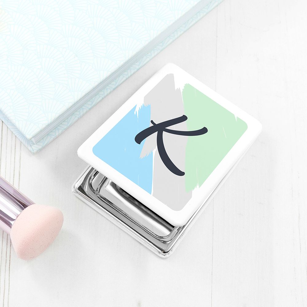 Personalised brush stroke rectangle compact mirrors dusk